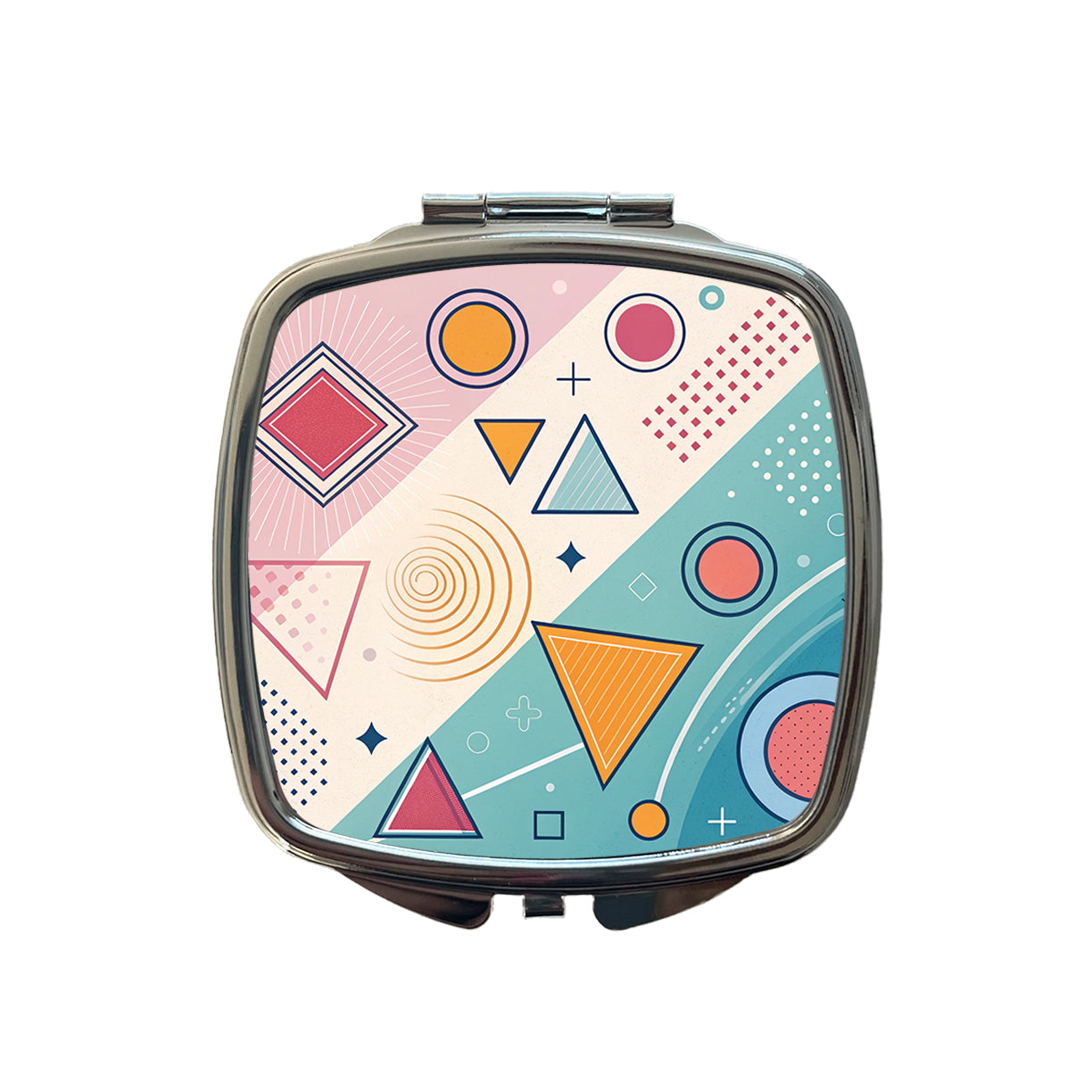 Abstract Geometric Shapes Colorful Small Travel Purse Handbag Pocket Makeup Compact Mirror