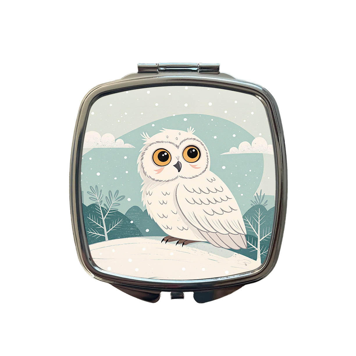 Adorable Snowy Owl Small Travel Purse Handbag Pocket Makeup Compact Mirror