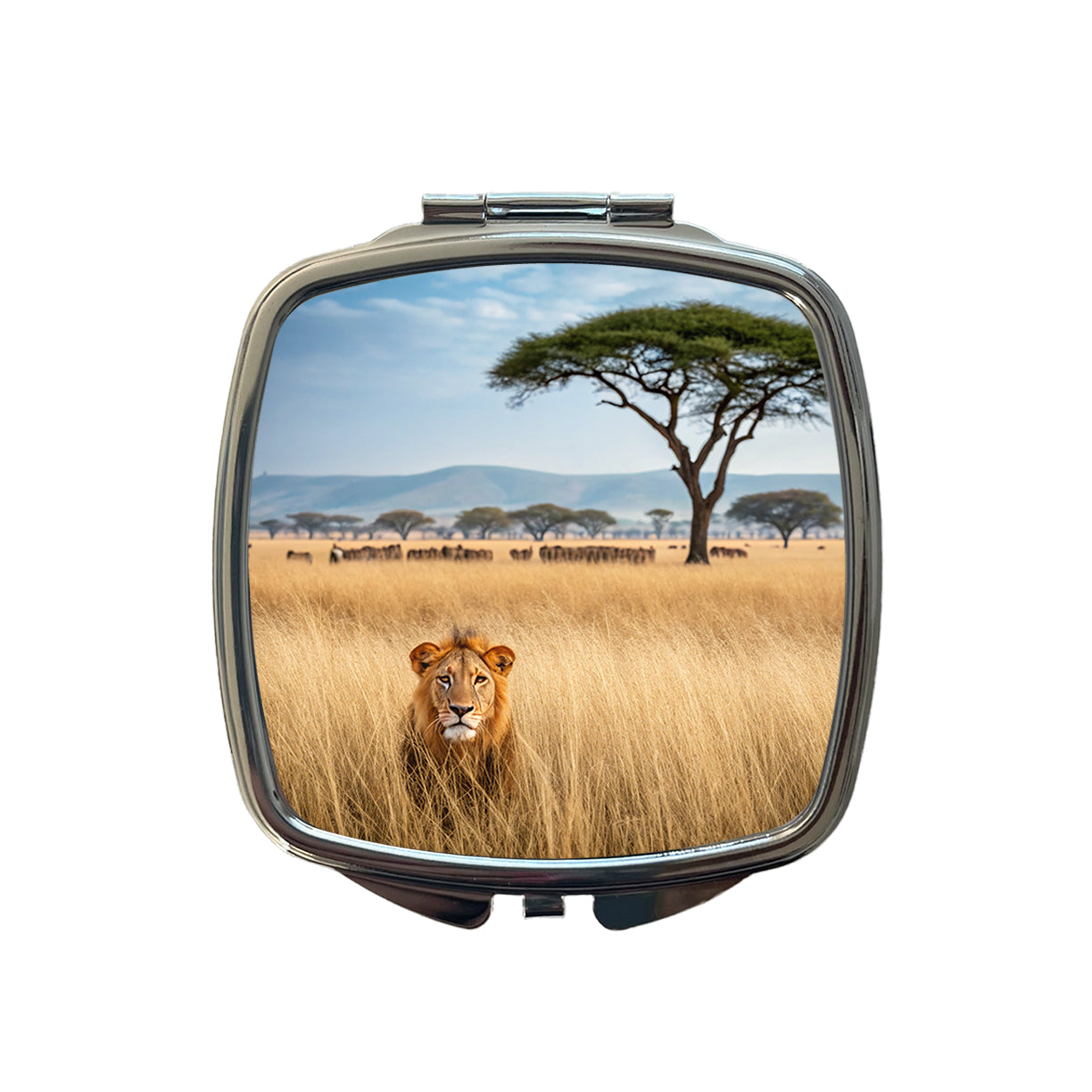 African Safari Lion Small Travel Purse Handbag Pocket Makeup Compact Mirror