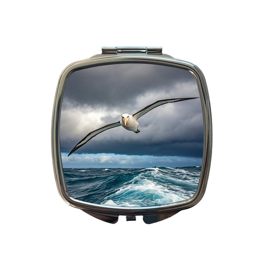 Albatross Bird Flying Over Ocean Photo Small Travel Purse Handbag Pocket Makeup Compact Mirror