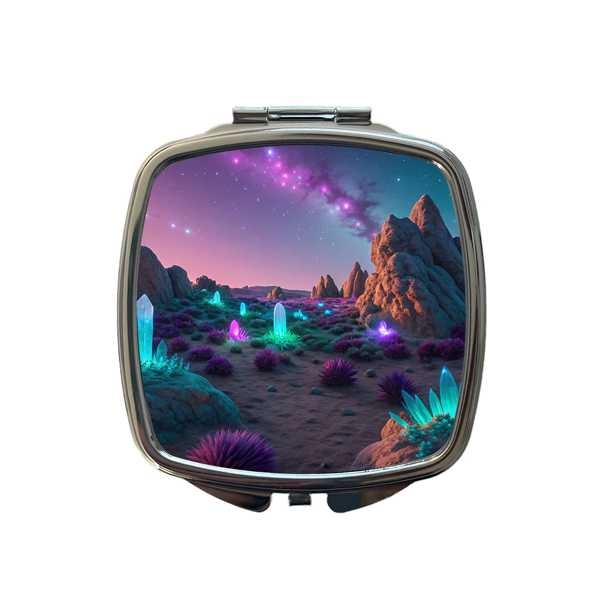 Alien Planet Surface Colorful Small Travel Purse Handbag Pocket Makeup Compact Mirror