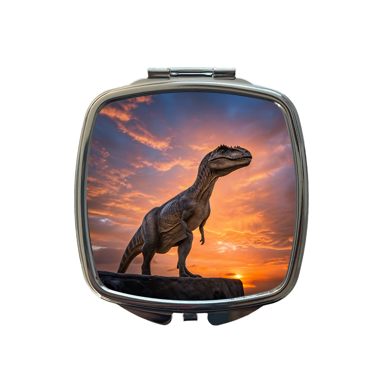 Allosaurus Sunset Dinosaur Small Travel Purse Handbag Pocket Makeup Compact Mirror