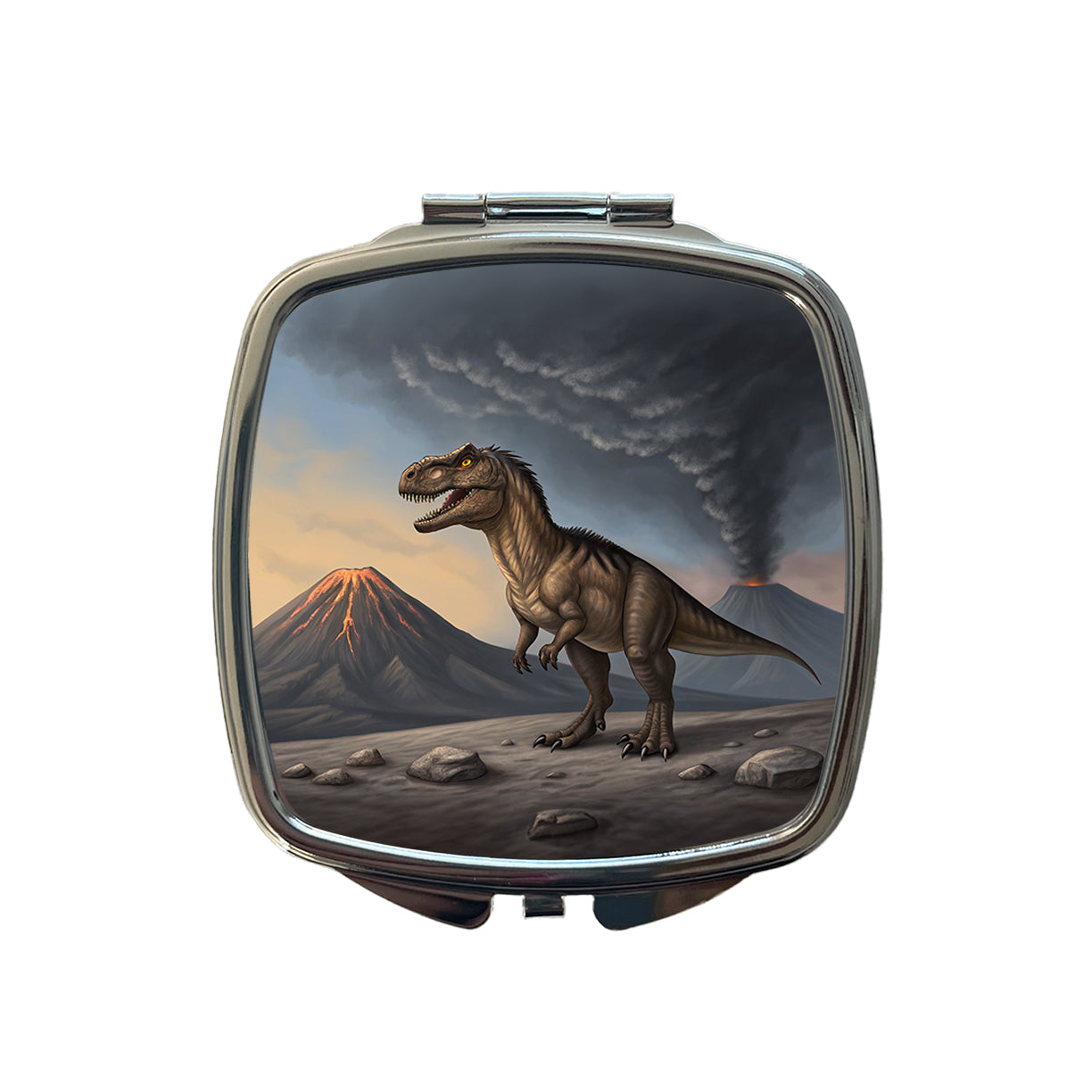 Allosaurus Two Volcanos Dinosaur Small Travel Purse Handbag Pocket Makeup Compact Mirror