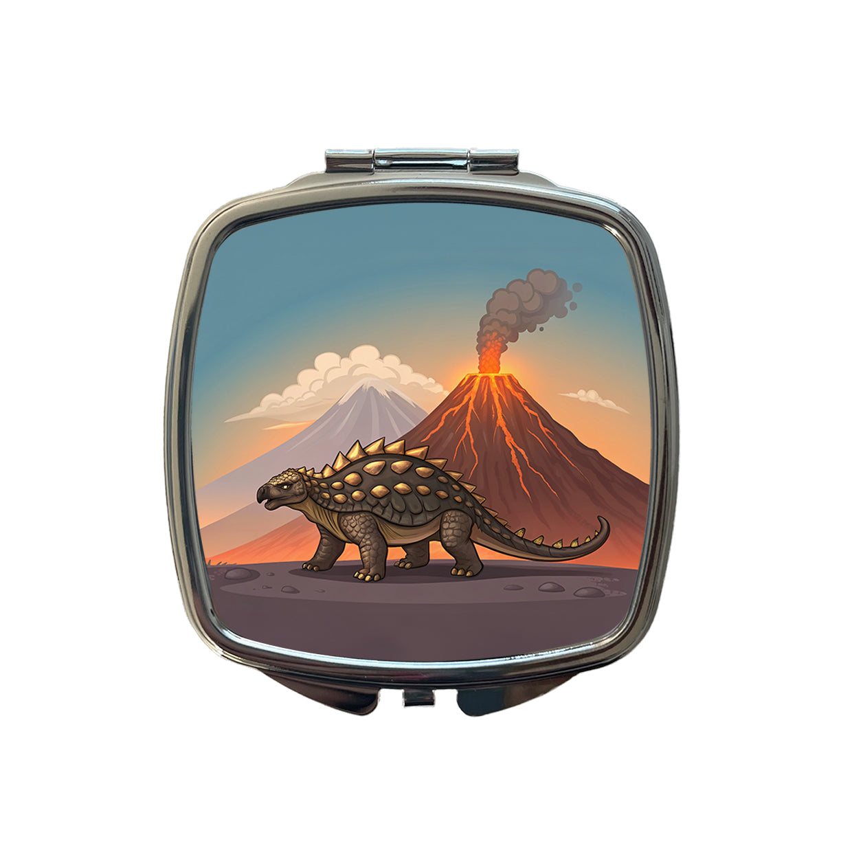 Ankylosaurus Volcanos Dinosaur Small Travel Purse Handbag Pocket Makeup Compact Mirror