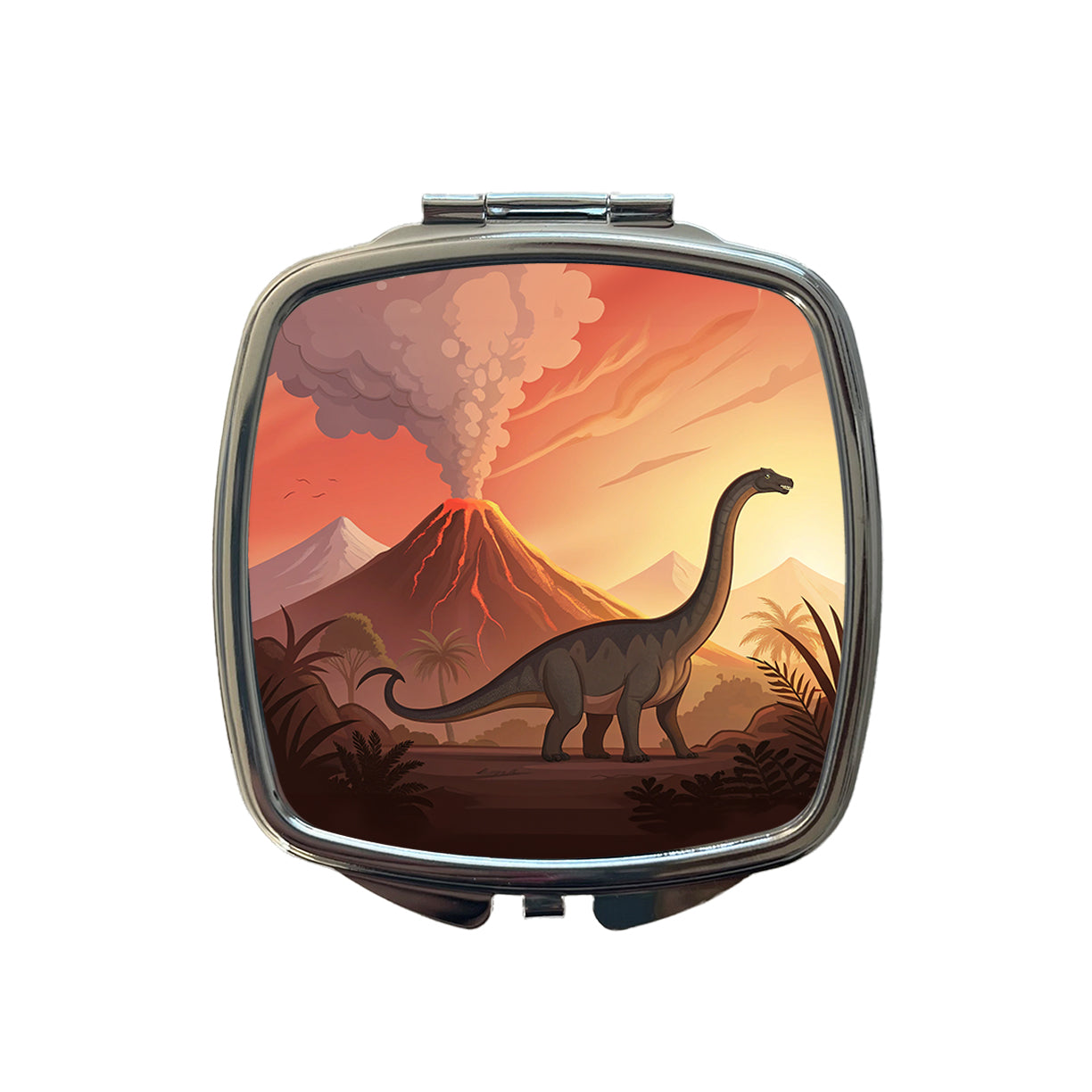 Apatosaurus Volcano Small Travel Purse Handbag Pocket Makeup Compact Mirror