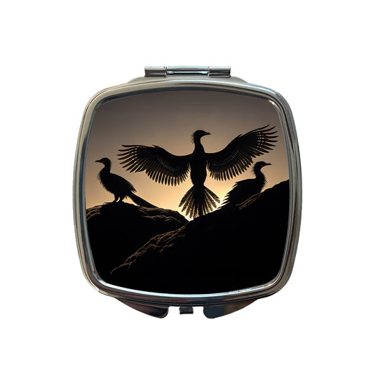 Archaeopteryx Silhouettes Dinosaurs Small Travel Purse Handbag Pocket Makeup Compact Mirror