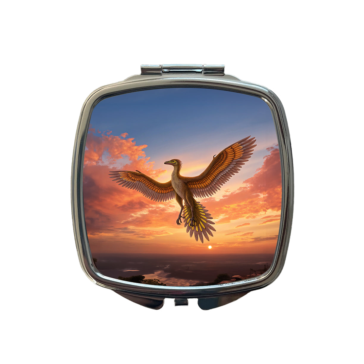 Archaeopteryx Sunset Dinosaur Small Travel Purse Handbag Pocket Makeup Compact Mirror