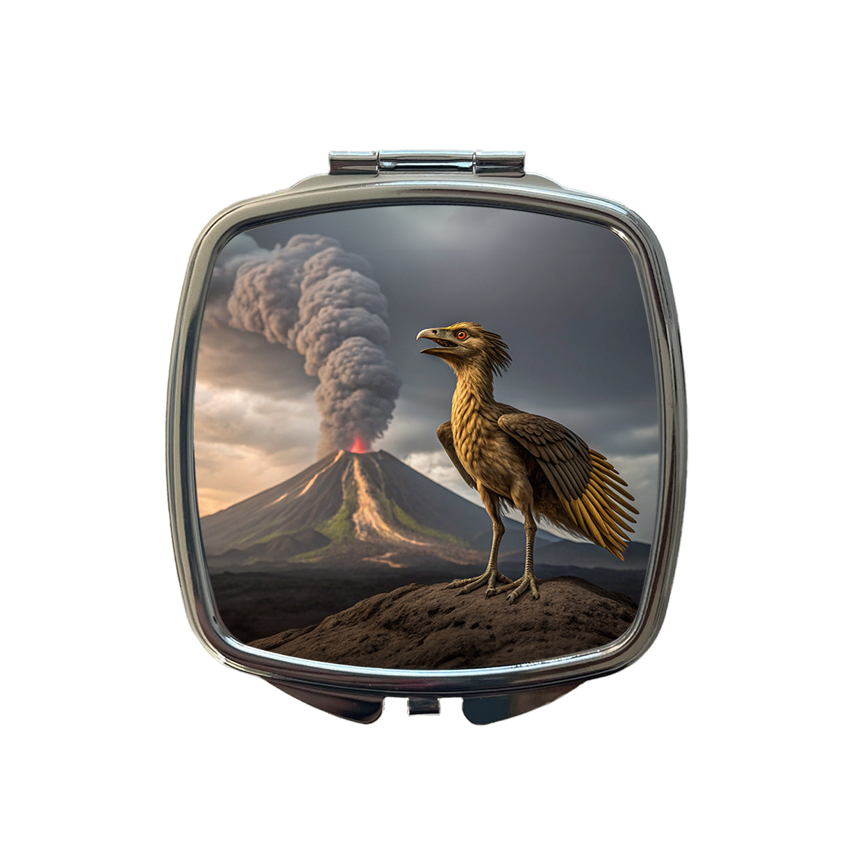 Archaeopteryx Volcano Dinosaur Small Travel Purse Handbag Pocket Makeup Compact Mirror