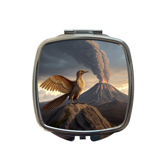 Archaeopteryx Volcano Erupting Dinosaur Small Travel Purse Handbag Pocket Makeup Compact Mirror