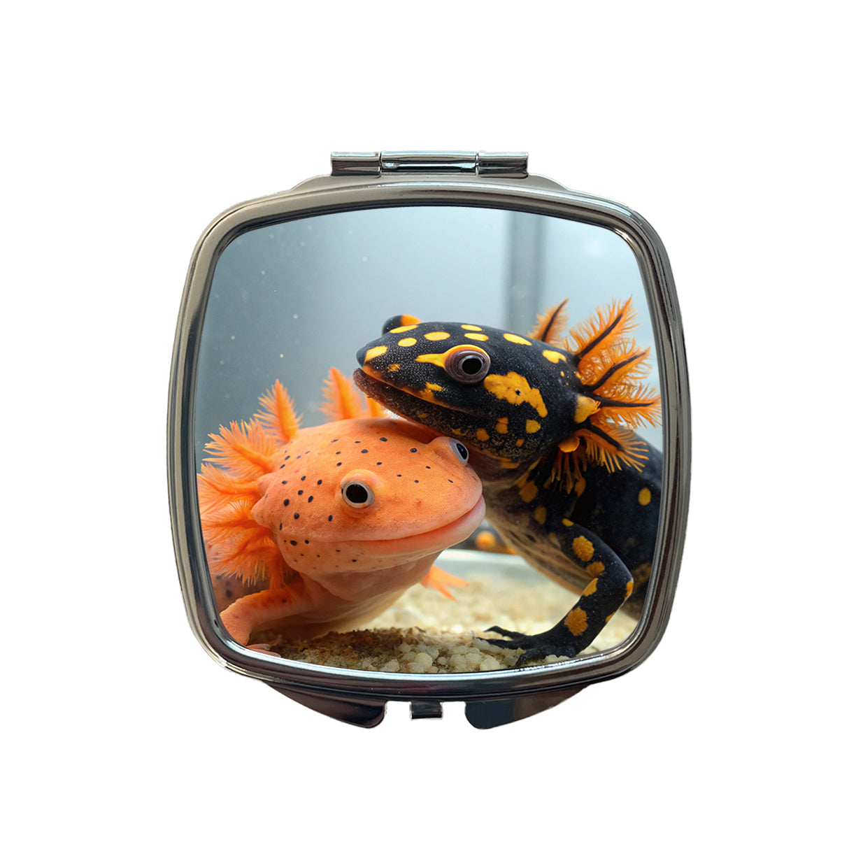 Axolotls Hugging Small Travel Purse Handbag Pocket Makeup Compact Mirror