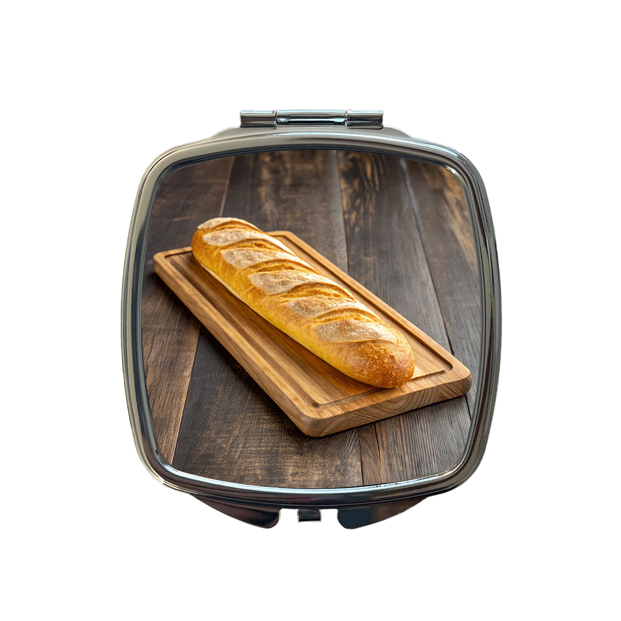 Baguette Bread Board Small Travel Purse Handbag Pocket Makeup Compact Mirror