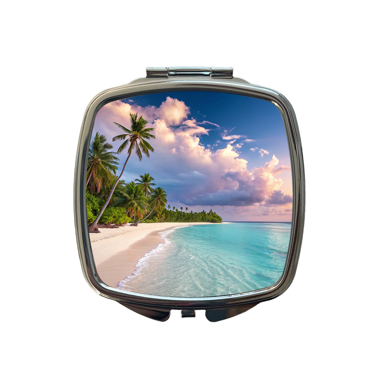 Bali Indonesia Beach Sand Ocean Small Travel Purse Handbag Pocket Makeup Compact Mirror