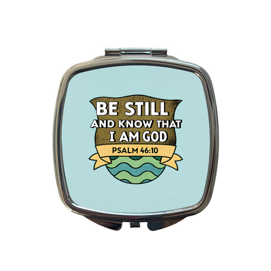 Be Still And Know That I Am God Psalm Bible Verse Small Travel Purse Handbag Pocket Makeup Compact Mirror