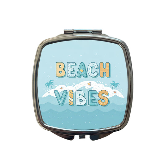 Beach Vibes Sea Foam Ocean Small Travel Purse Handbag Pocket Makeup Compact Mirror