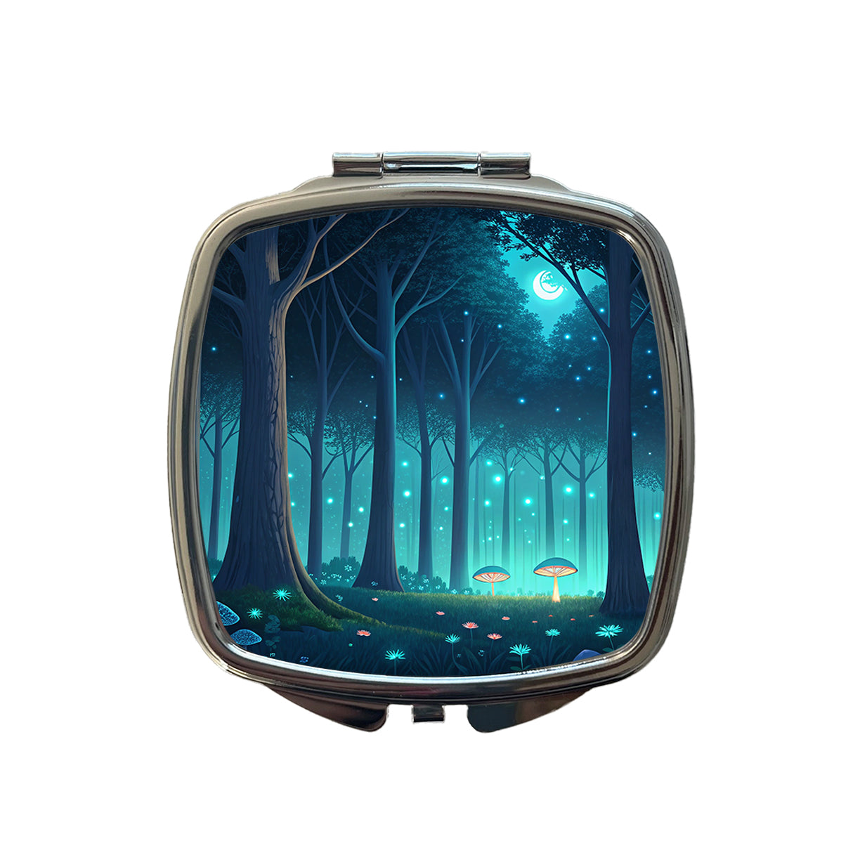 Bioluminescent Forest Night Small Travel Purse Handbag Pocket Makeup Compact Mirror