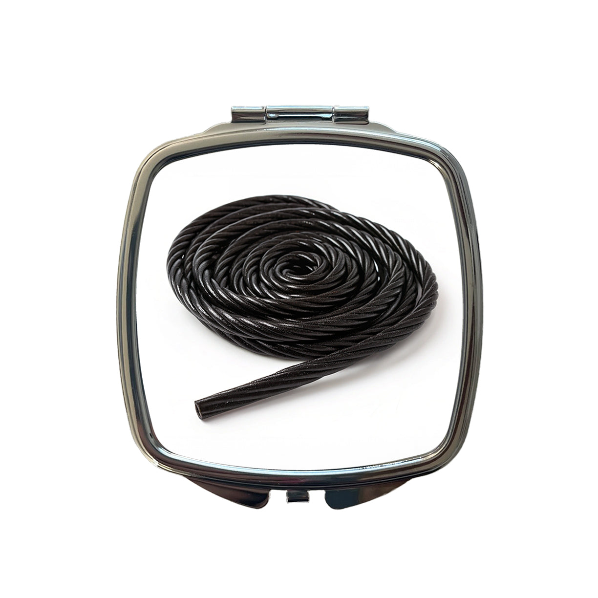 Black Licorice Rope Small Travel Purse Handbag Pocket Makeup Compact Mirror