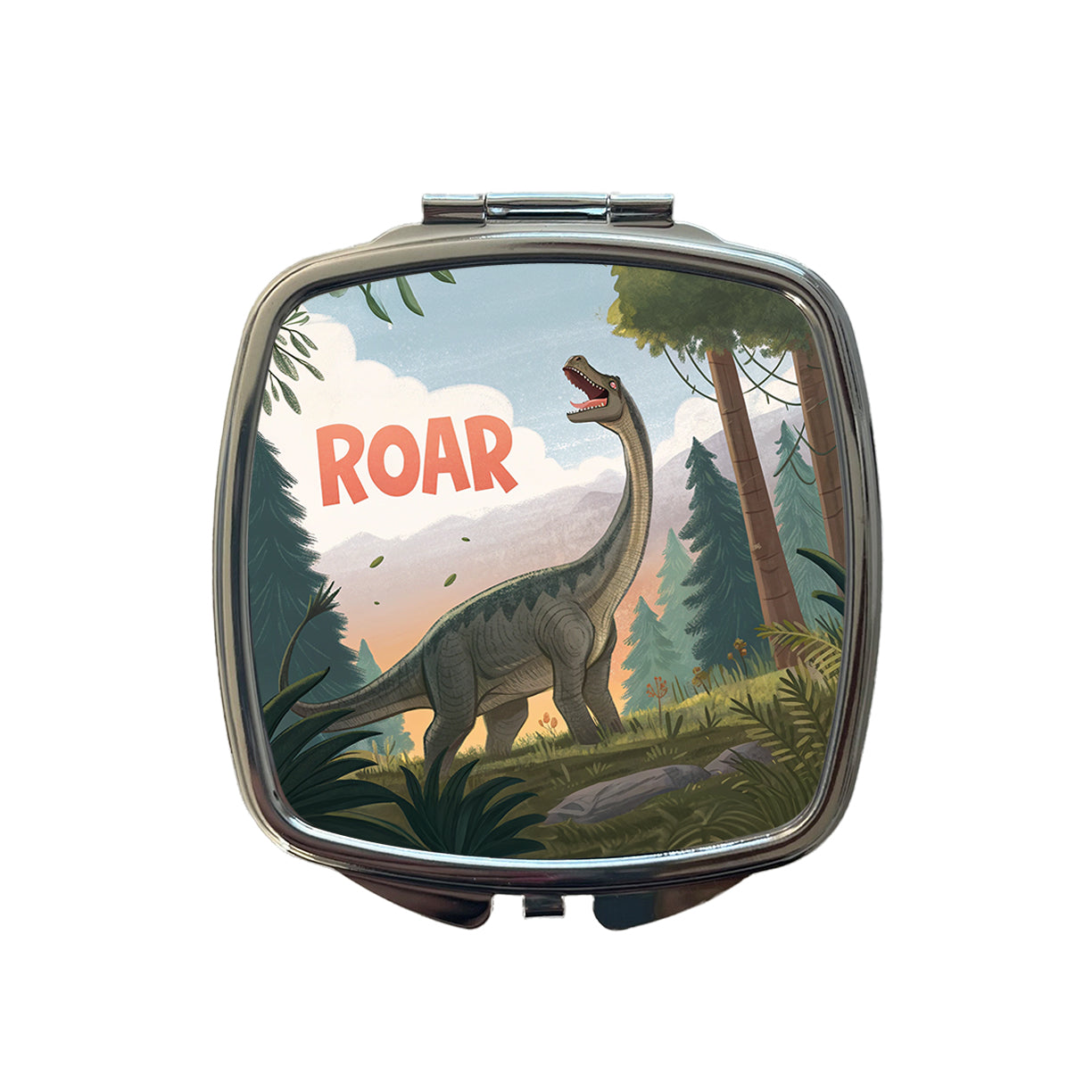 Brachiosaurus Roar Dinosaur Small Travel Purse Handbag Pocket Makeup Compact Mirror