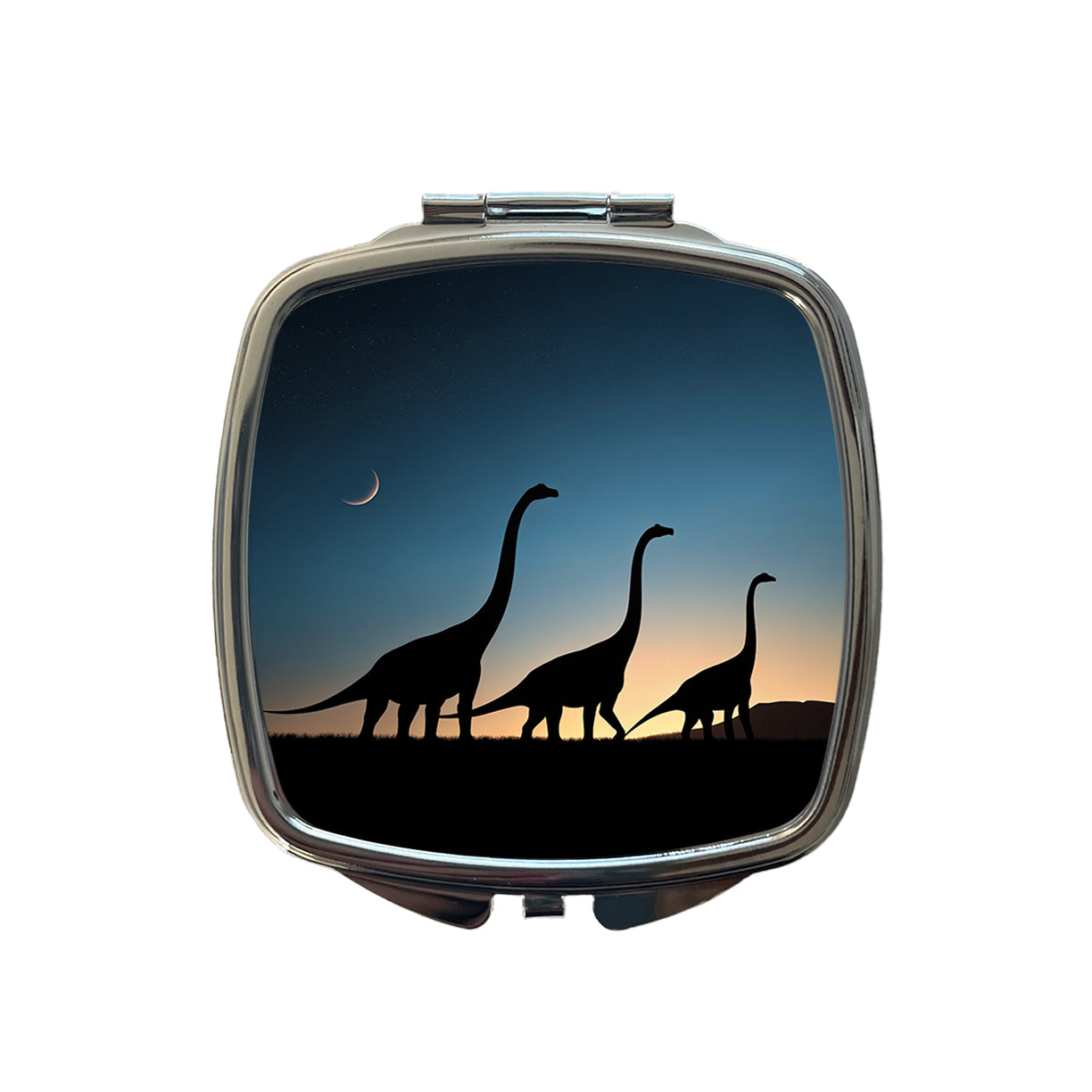 Brachiosaurus Silhouettes Dinosaurs Small Travel Purse Handbag Pocket Makeup Compact Mirror