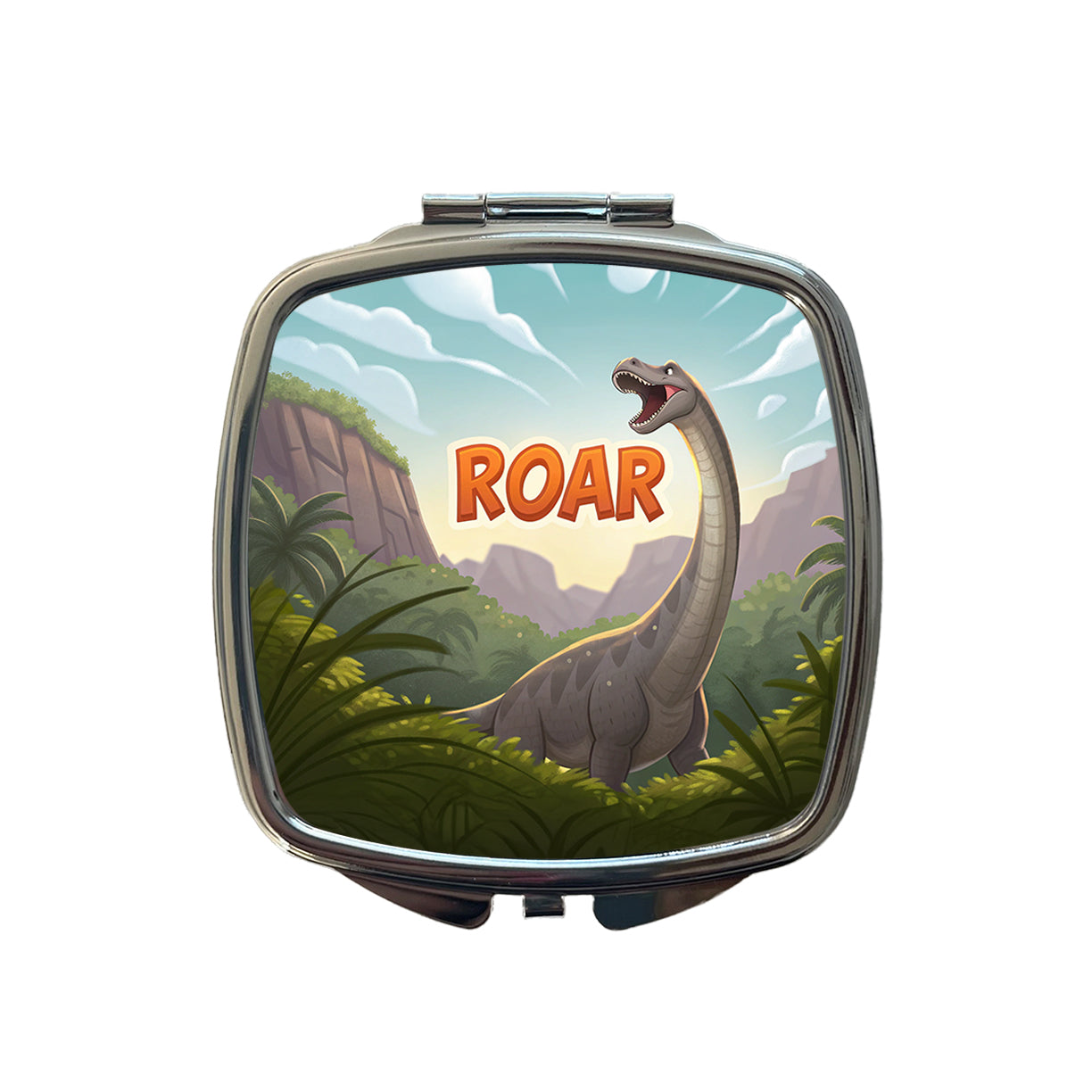 Brontosaurus Roar Dinosaur Cute Small Travel Purse Handbag Pocket Makeup Compact Mirror