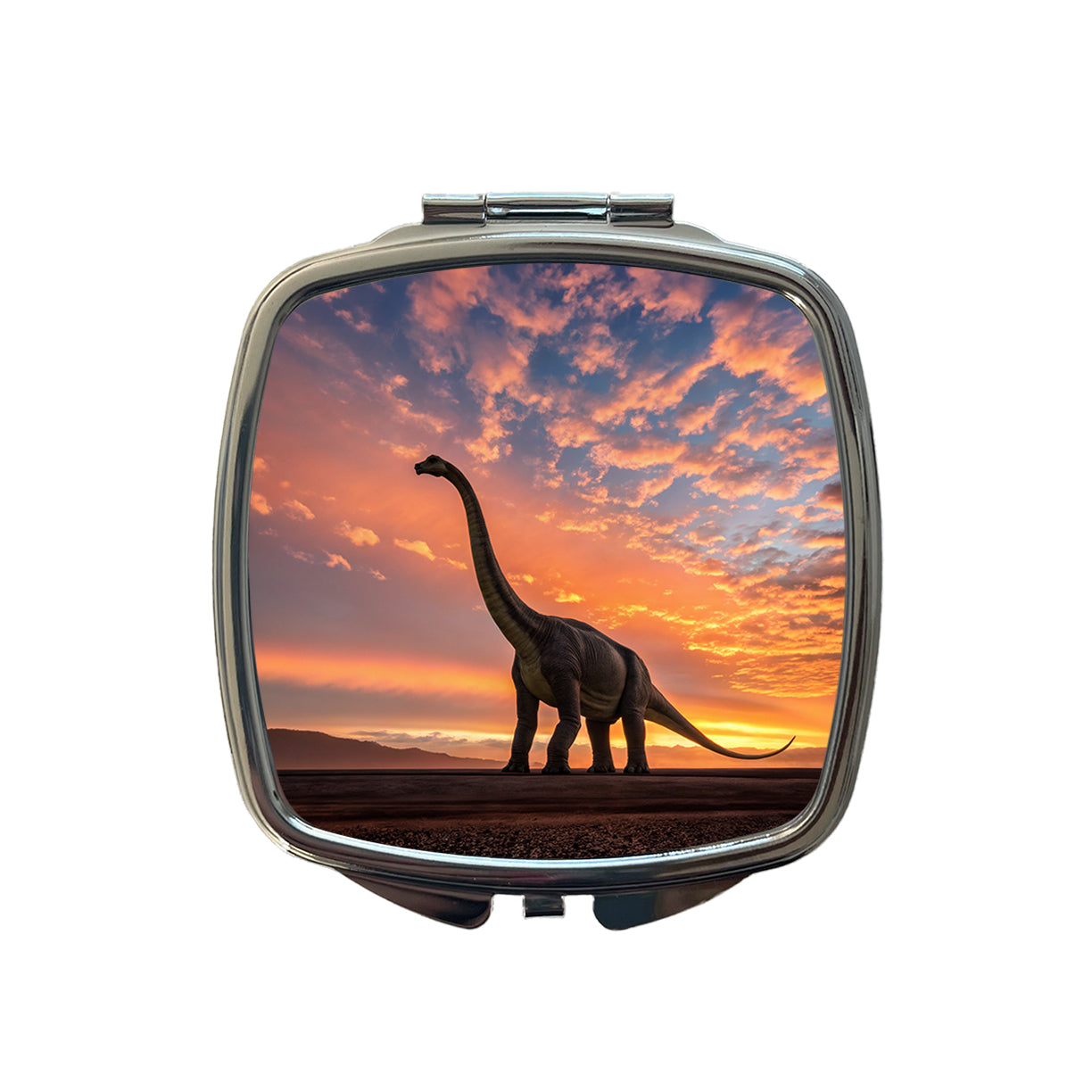 Brontosaurus Sunset Dinosaur Small Travel Purse Handbag Pocket Makeup Compact Mirror