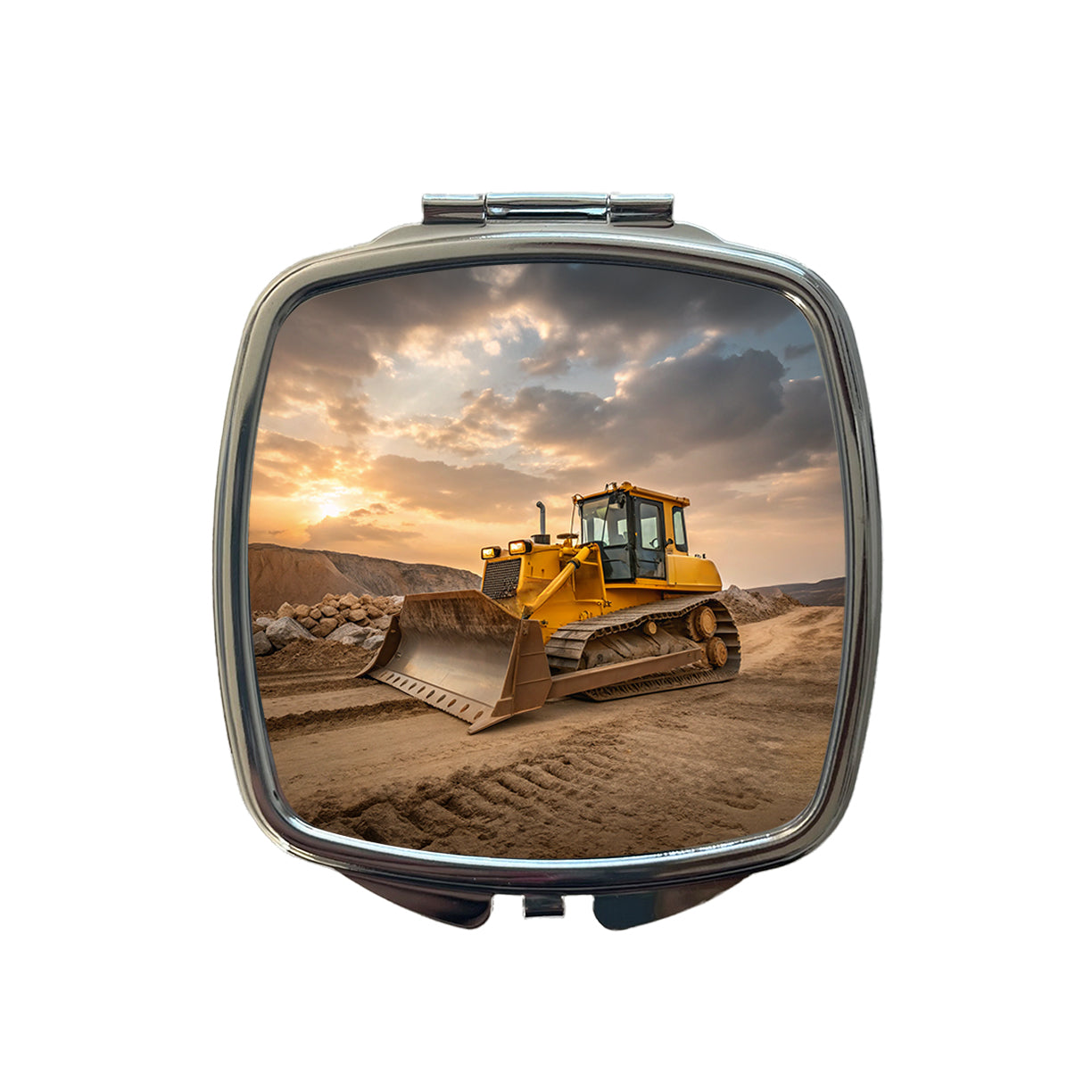 Bulldozer In Dirt Small Travel Purse Handbag Pocket Makeup Compact Mirror