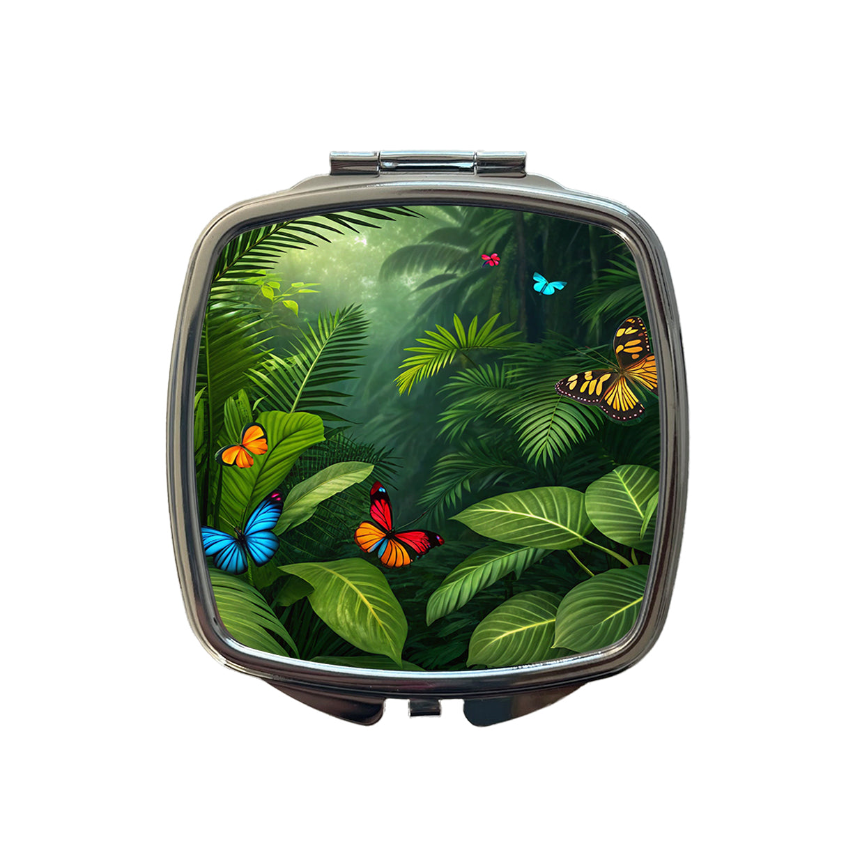 Butterflies In Jungle Colorful Small Travel Purse Handbag Pocket Makeup Compact Mirror