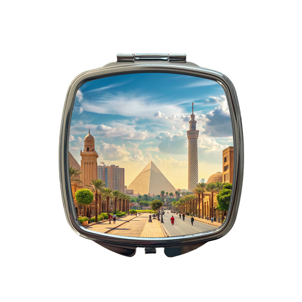Cairo Egypt Pyramid Street Small Travel Purse Handbag Pocket Makeup Compact Mirror