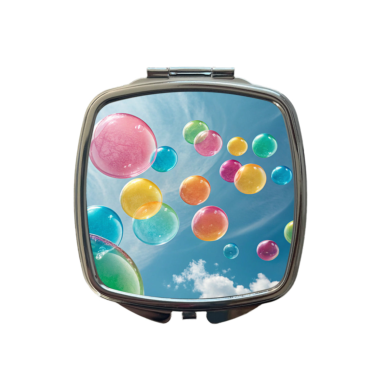 Candy Color Bubbles Blue Sky Small Travel Purse Handbag Pocket Makeup Compact Mirror