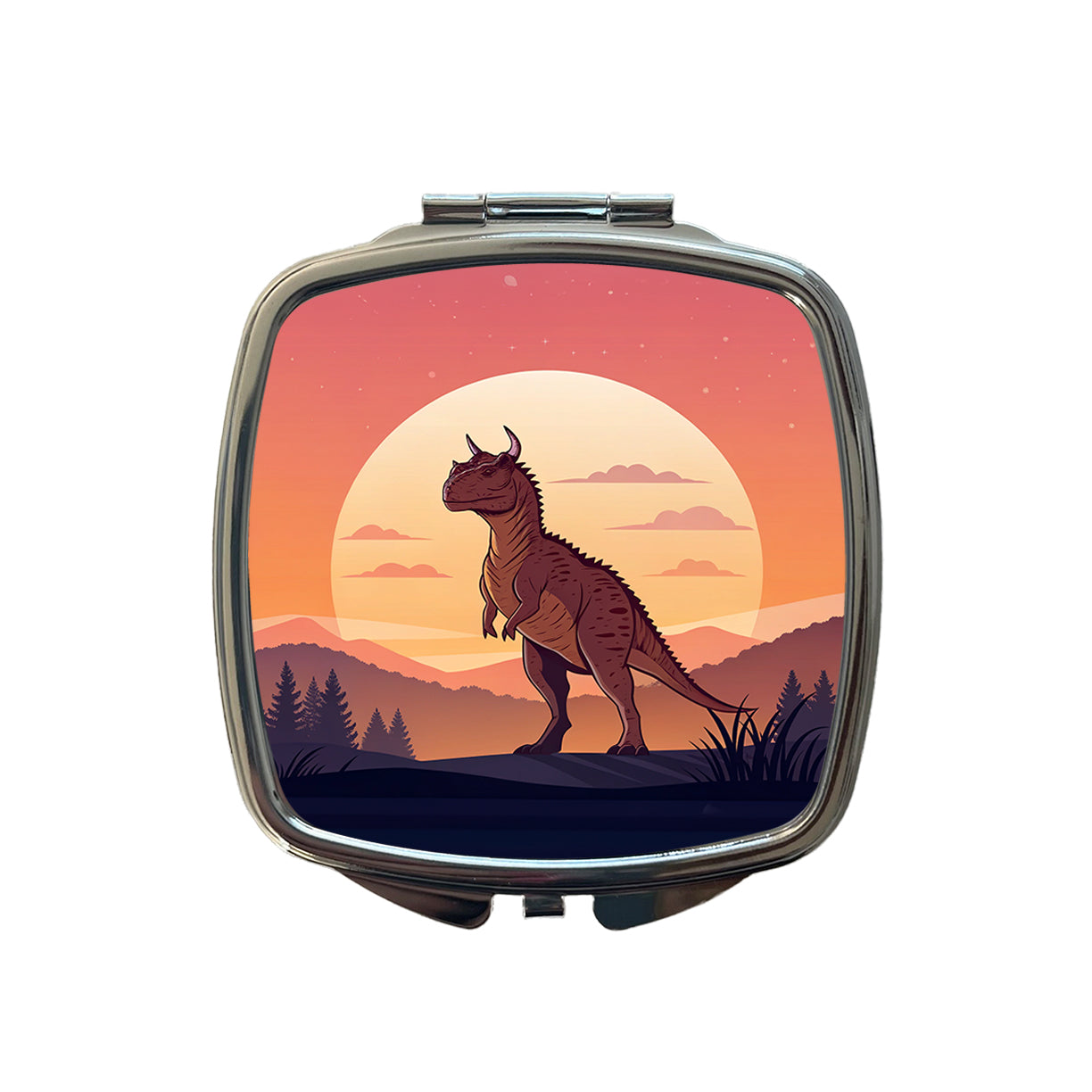 Carnotaurus Sunset Dinosaur Small Travel Purse Handbag Pocket Makeup Compact Mirror