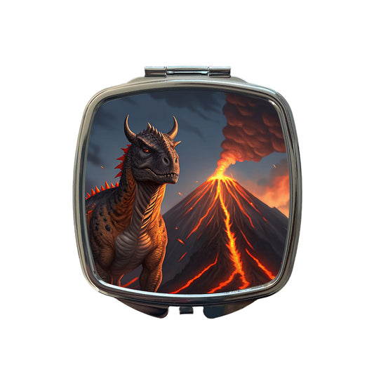 Carnotaurus Volcano Dinosaur Small Travel Purse Handbag Pocket Makeup Compact Mirror