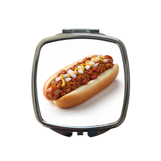 Chili Hot Dog Bun Small Travel Purse Handbag Pocket Makeup Compact Mirror