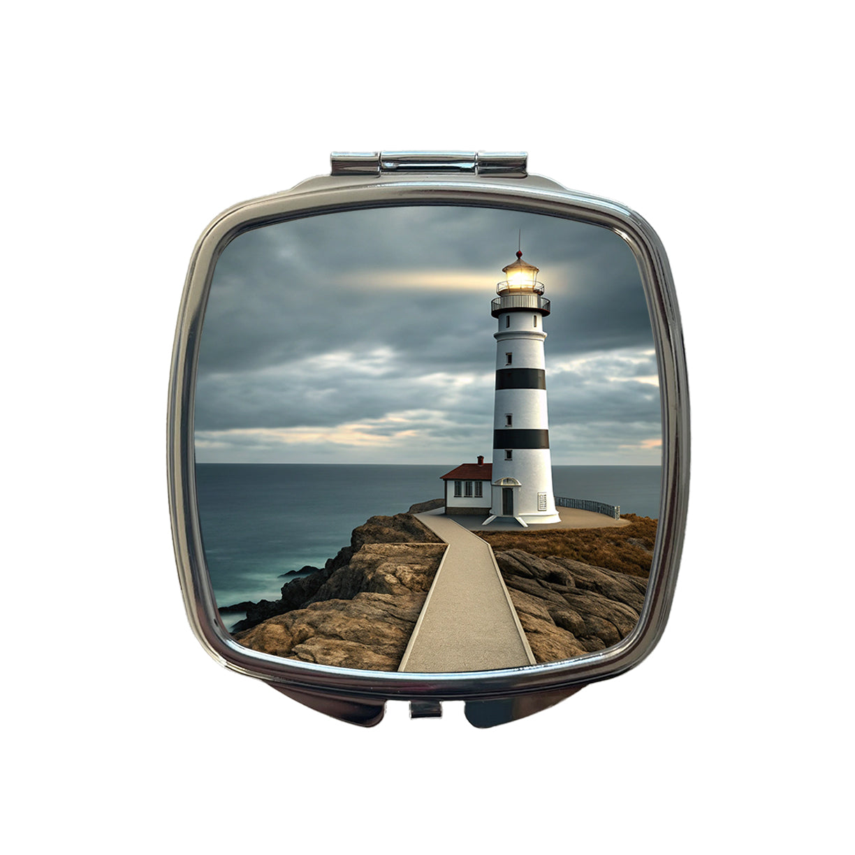 Coastal Lighthouse Ocean Small Travel Purse Handbag Pocket Makeup Compact Mirror