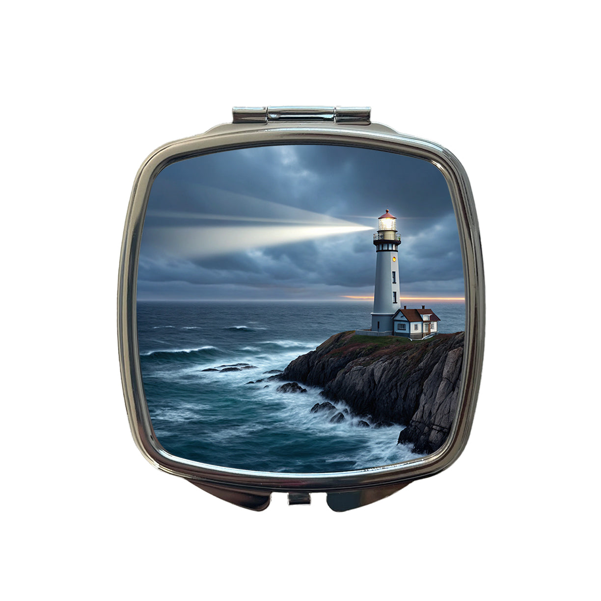 Coastal Lighthouse Rugged Small Travel Purse Handbag Pocket Makeup Compact Mirror