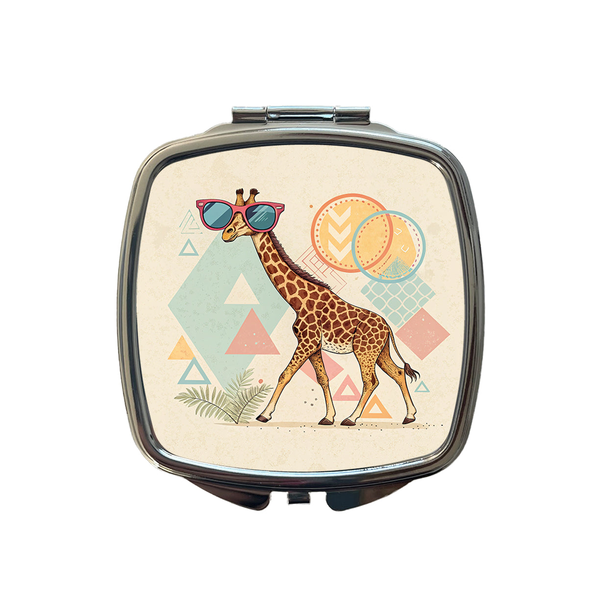 Cool Giraffe Wearing Sunglasses Funny Small Travel Purse Handbag Pocket Makeup Compact Mirror