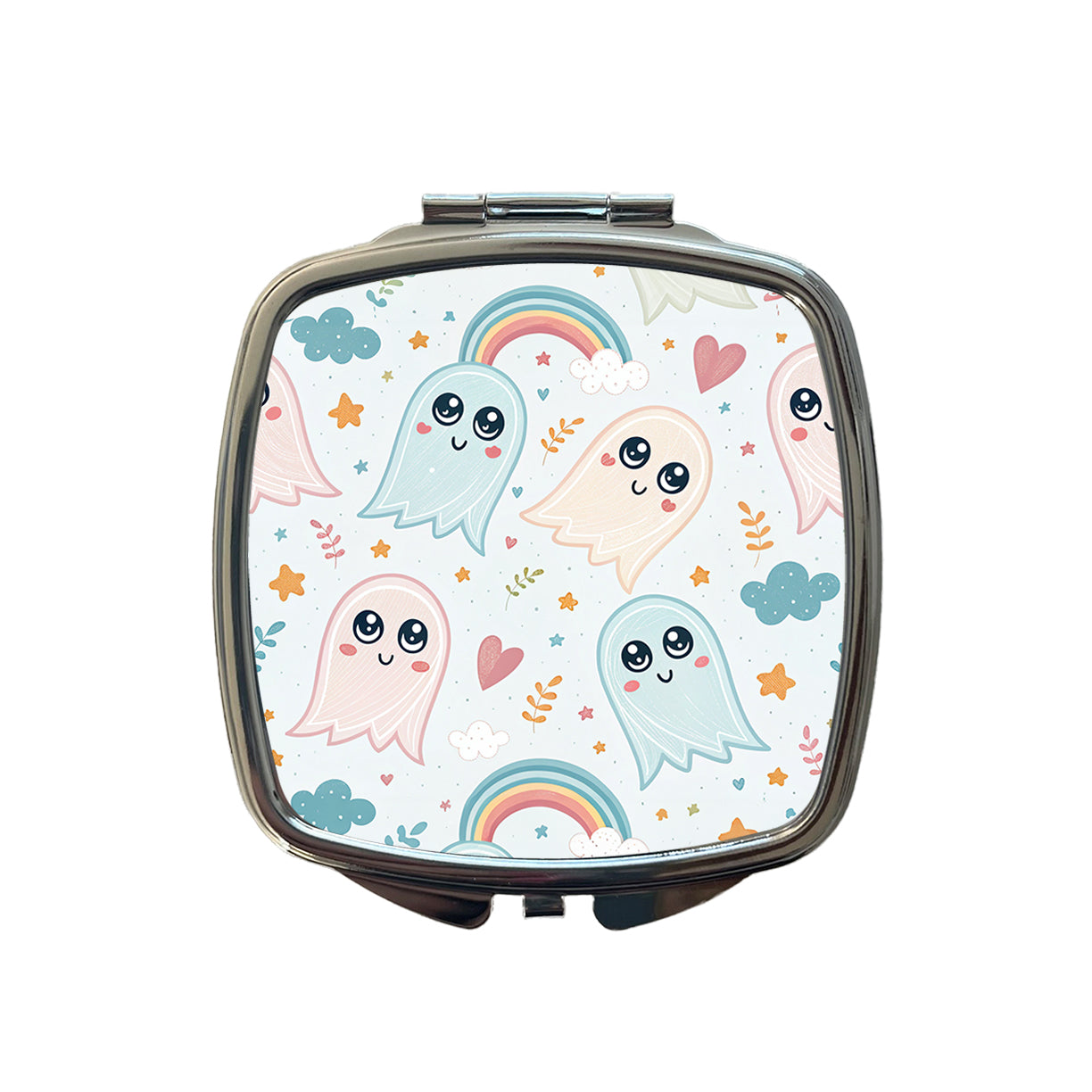 Cute Ghosts Hearts Rainbows Small Travel Purse Handbag Pocket Makeup Compact Mirror