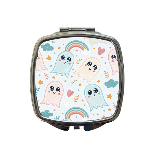 Cute Ghosts Hearts Rainbows Small Travel Purse Handbag Pocket Makeup Compact Mirror