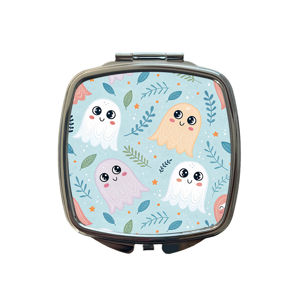 Cute Ghosts Illustration Small Travel Purse Handbag Pocket Makeup Compact Mirror
