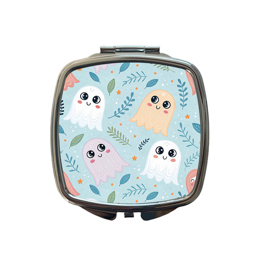 Cute Ghosts Illustration Small Travel Purse Handbag Pocket Makeup Compact Mirror