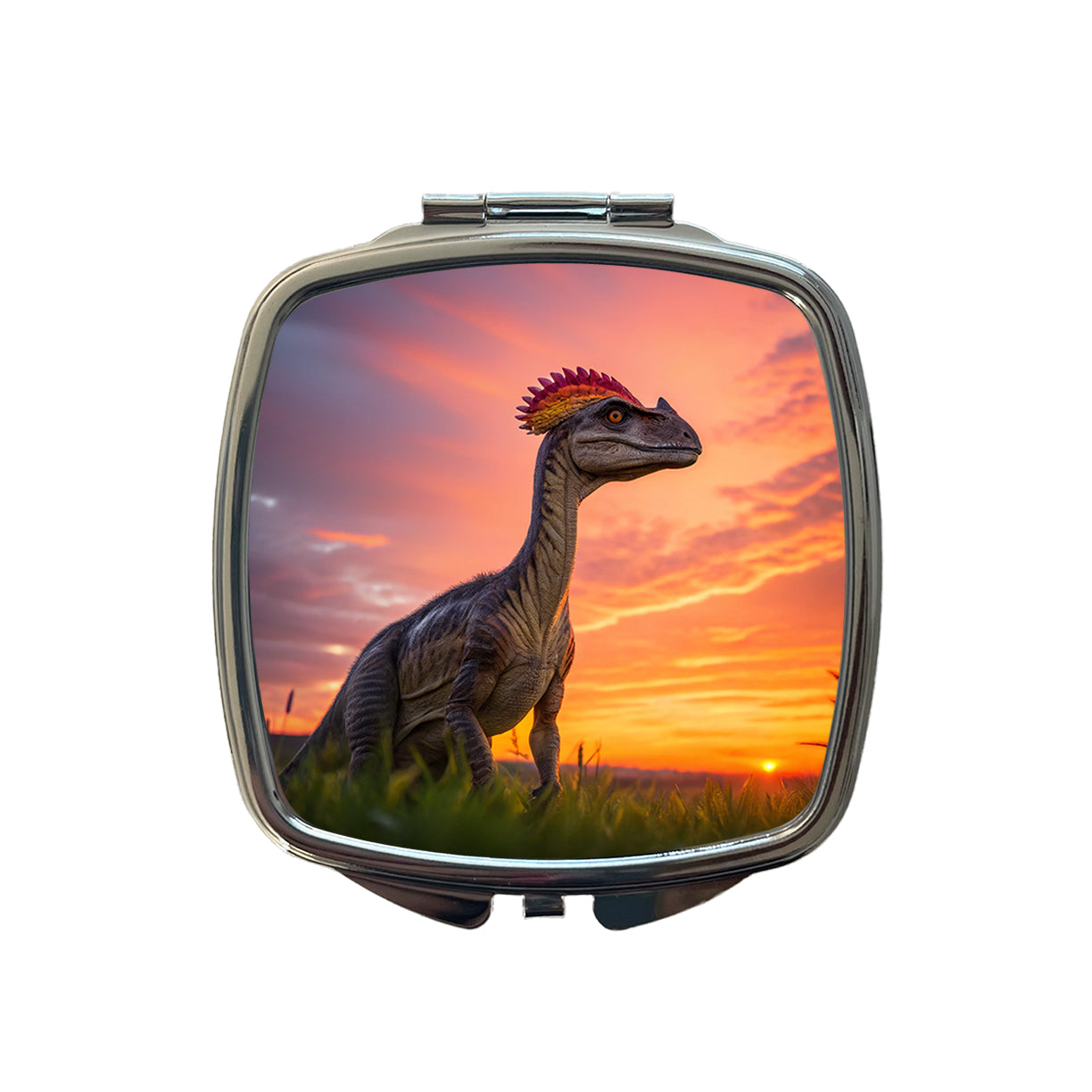 Dilophosaurus Sunset Dinosaur Small Travel Purse Handbag Pocket Makeup Compact Mirror
