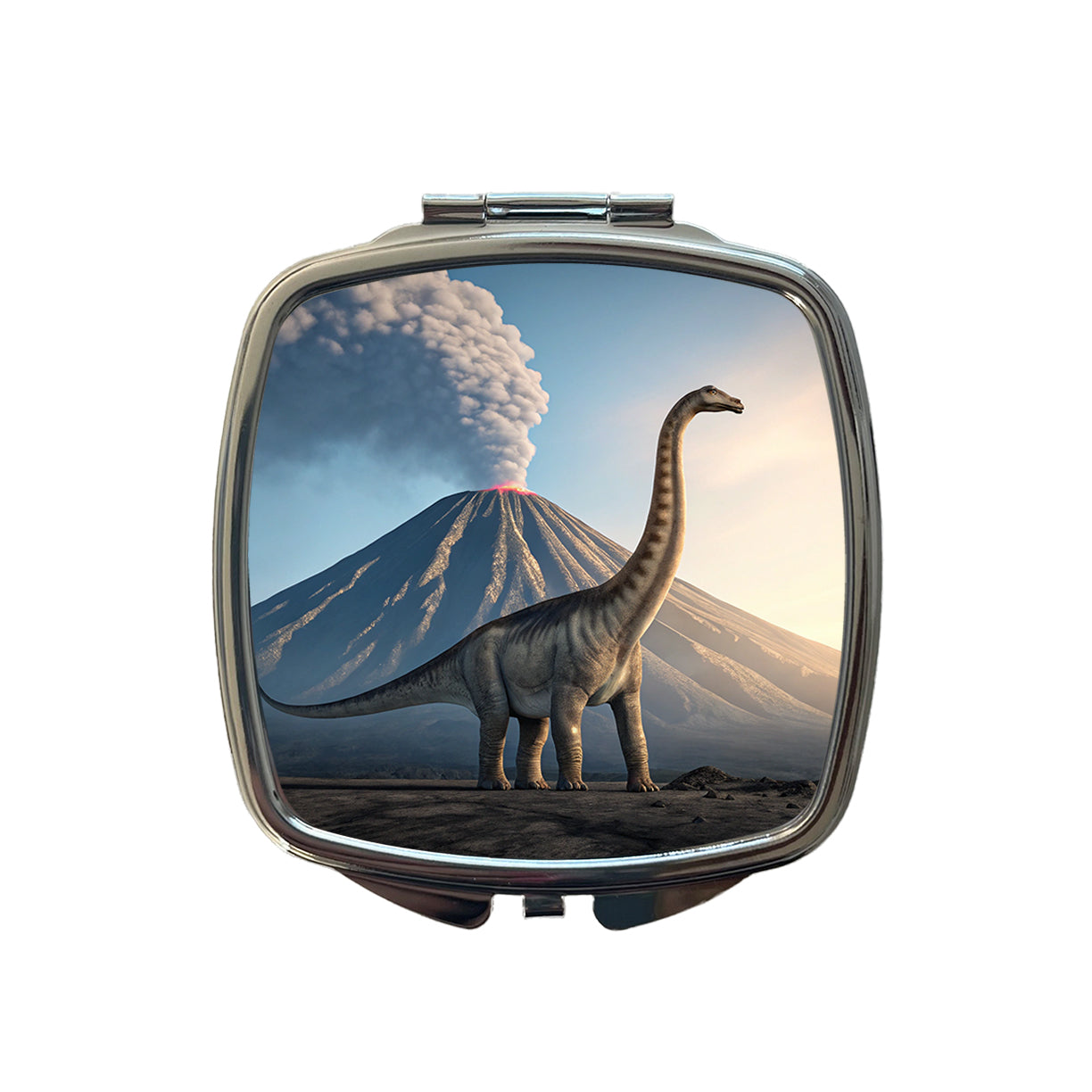Diplodocus Volcano Dinosaur Small Travel Purse Handbag Pocket Makeup Compact Mirror