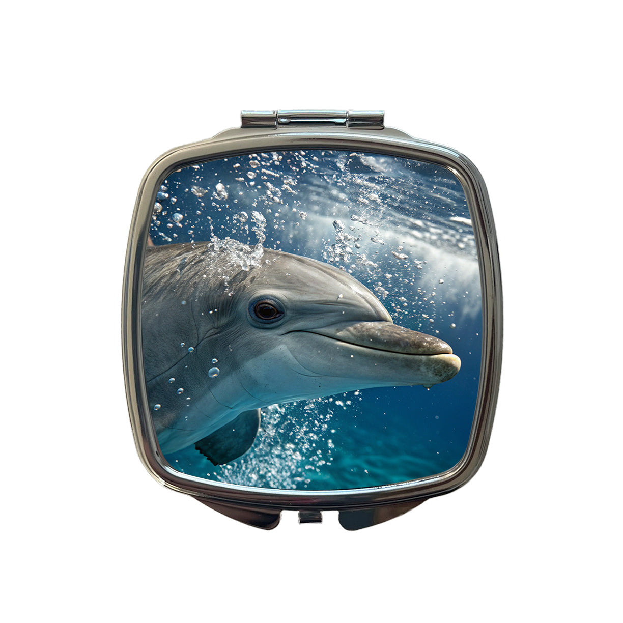 Dolphin Eyes Close Up Ocean Small Travel Purse Handbag Pocket Makeup Compact Mirror