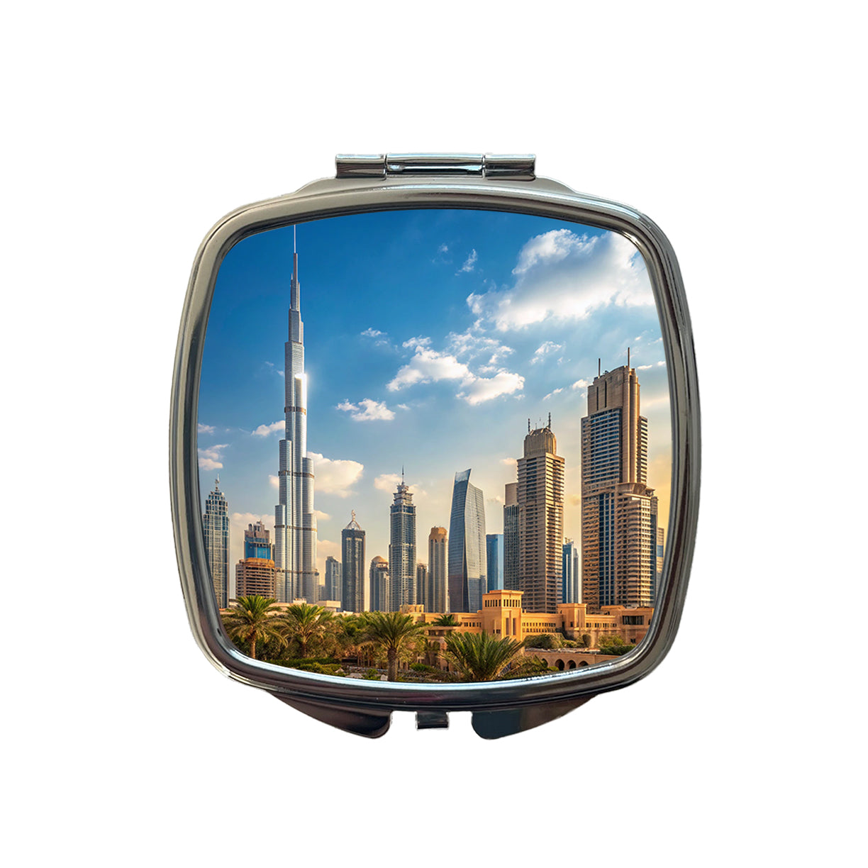 Dubai United Arab Emirates City Travel Small Travel Purse Handbag Pocket Makeup Compact Mirror