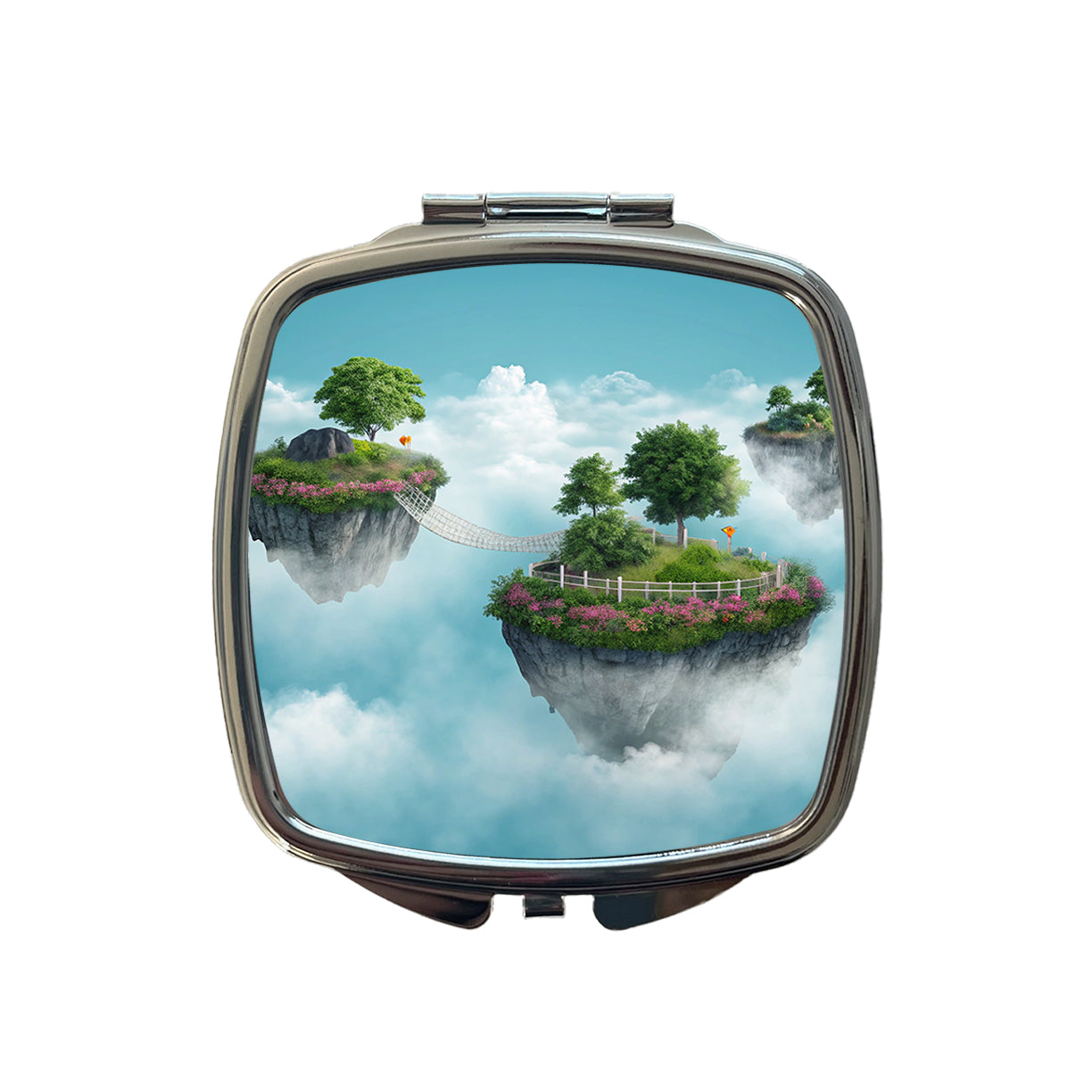 Floating Islands In The Sky Bridge Small Travel Purse Handbag Pocket Makeup Compact Mirror