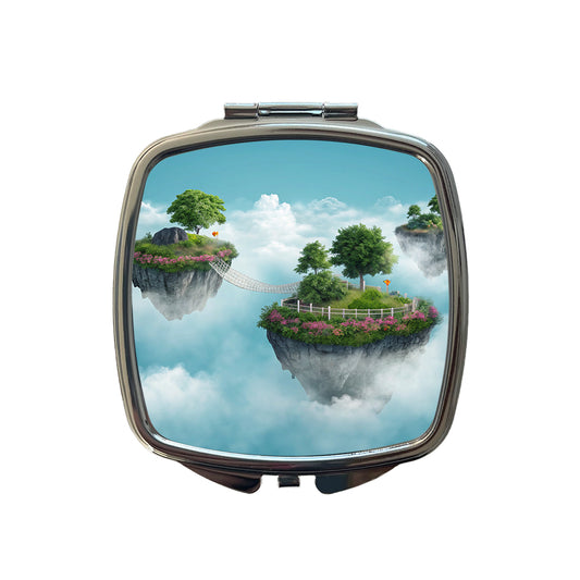 Floating Islands In The Sky Bridge Small Travel Purse Handbag Pocket Makeup Compact Mirror