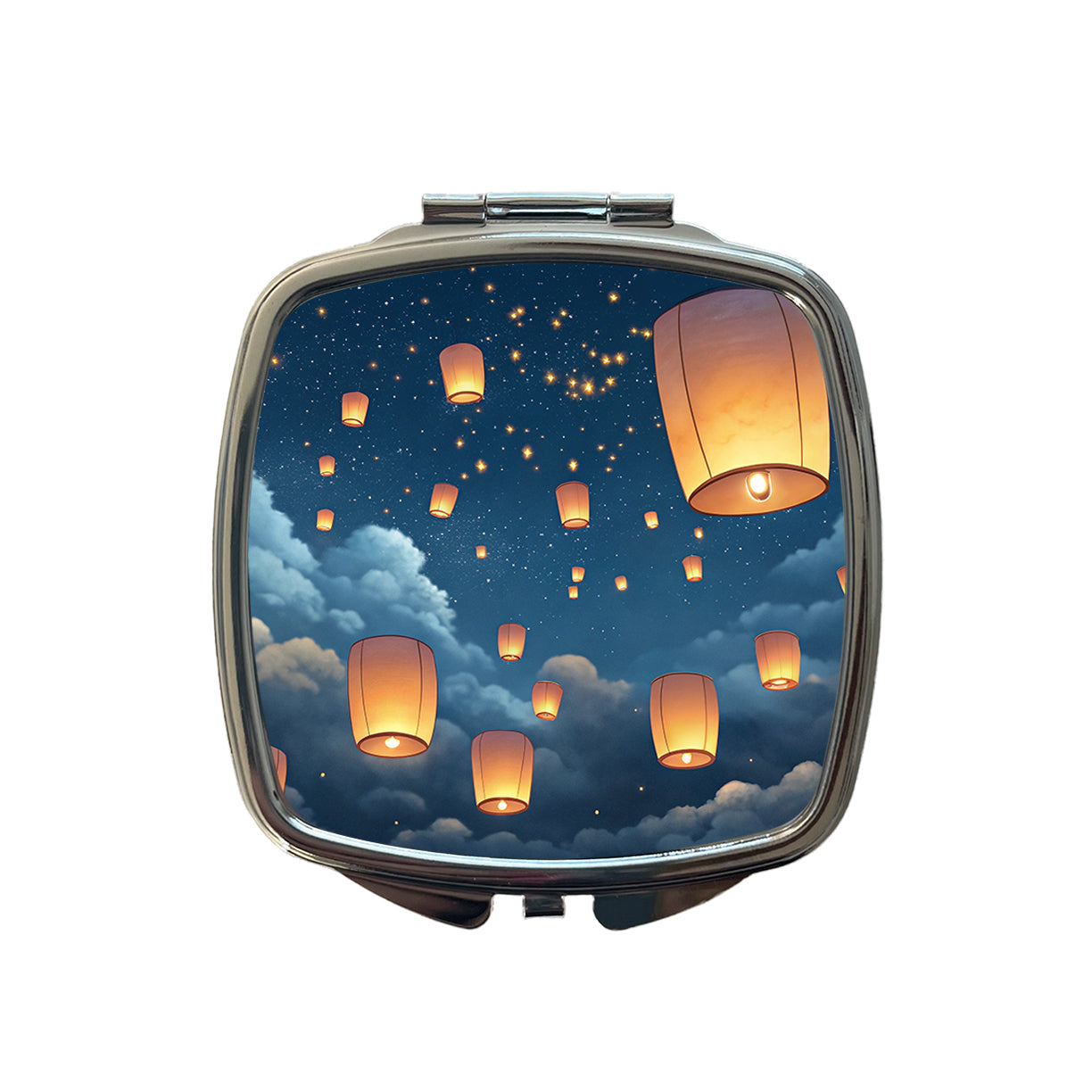 Floating Lanterns In Sky Small Travel Purse Handbag Pocket Makeup Compact Mirror