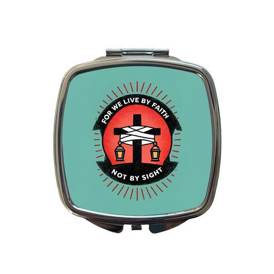 For We Live By Faith Not By Sight Bible Small Travel Purse Handbag Pocket Makeup Compact Mirror