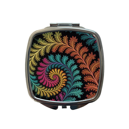 Fractal Geometry Colorful Small Travel Purse Handbag Pocket Makeup Compact Mirror