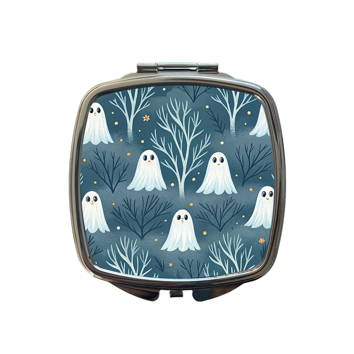 Ghosts Smiling Halloween Sparse Trees Small Travel Purse Handbag Pocket Makeup Compact Mirror