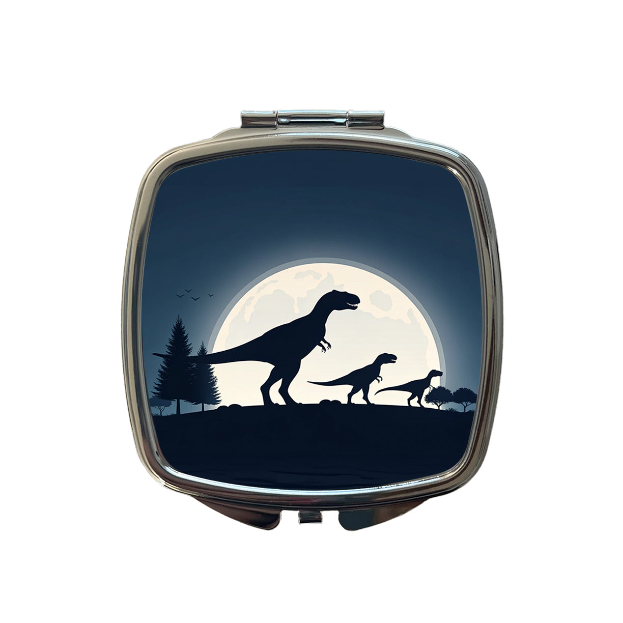 Giganotosaurus Silhouettes Walking Dinosaurs Small Travel Purse Handbag Pocket Makeup Compact Mirror