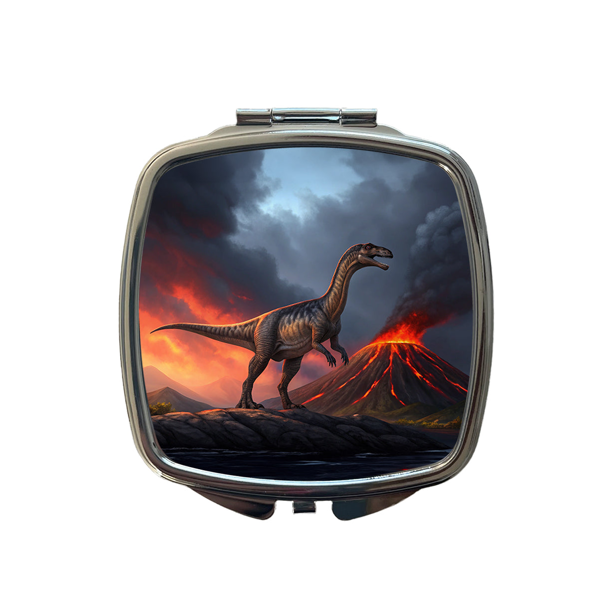 Gigantosaurus Volcano Dinosaur Sauropod Small Travel Purse Handbag Pocket Makeup Compact Mirror